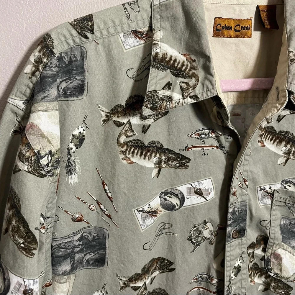 Cobra Creek Men’s button down fish lure fisherman’s shirt